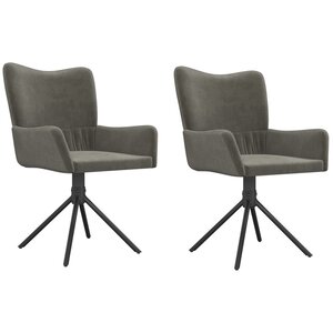 vidaXL Chaises pivotantes à manger lot de 2 Gris foncé Velours