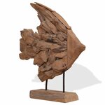 vidaXL Sculpture de poisson teck 40x12x57 cm