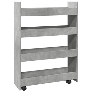 vidaXL Chariot de rangement étroit 4 niveaux gris béton