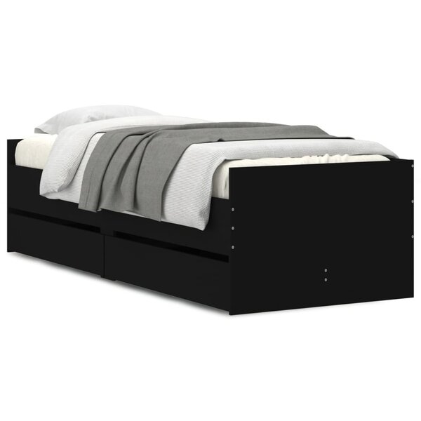 vidaXL Cadre de lit avec tiroirs sans matelas noir 90x190 cm
