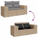 vidaXL Salon de jardin avec coussins 7 Pièces beige résine tressée