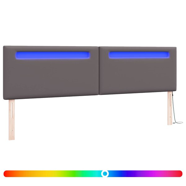 vidaXL Tête de lit LED Gris 200 cm Cuir synthétique