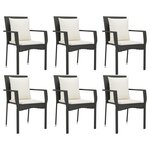 vidaXL Ensemble à dîner de jardin et coussins 7Pièces Noir Résine tressée