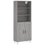 vidaXL Buffet haut Sonoma gris 69 5x34x180 cm Bois d'ingénierie