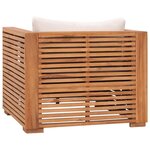 Vidaxl fauteuil de jardin avec coussins crème bois de teck solide