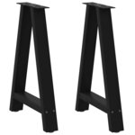 vidaXL Pieds de table à manger en forme de A  2 pièces  noir  50 x (72-73) cm  acier