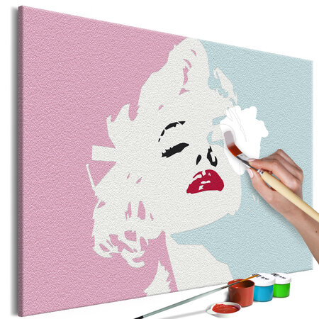 Tableau à peindre par soi-même - marilyn in pink l x h en cm 60x40