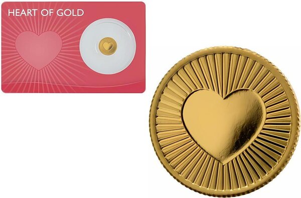 Pièce de monnaie en Or 10 Dollars g 0.5 Millésime 2025 Small Gold Coin HEART OF GOLD