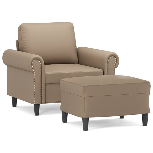 vidaXL Fauteuil avec repose-pied Cappuccino 60 cm Similicuir