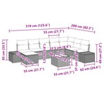 vidaXL Ensemble de jardin 9 pièces avec coussins - Rattan poly brun