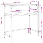 vidaXL Table console chêne sonoma 75x35 5x75 cm bois d'ingénierie
