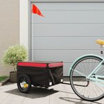 vidaXL Remorque de vélo noir et rouge 30 kg fer