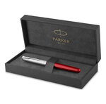 Parker sonnet essentiel stylo roller  rouge  recharge noire pointe fine  coffret cadeau