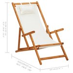 vidaXL Chaise pliable de plage Bois d'eucalyptus solide et tissu Crème