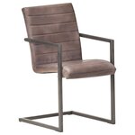 vidaXL Chaises à manger cantilever lot de 4 marron cuir véritable