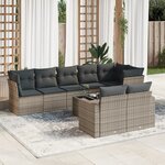 vidaXL Salon de jardin 9 Pièces avec coussins gris résine tressée