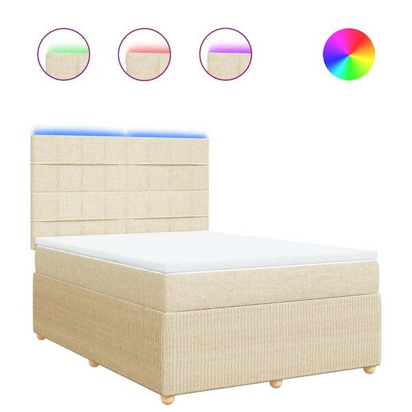 vidaXL Sommier à lattes de lit avec matelas Crème 140x200 cm Tissu