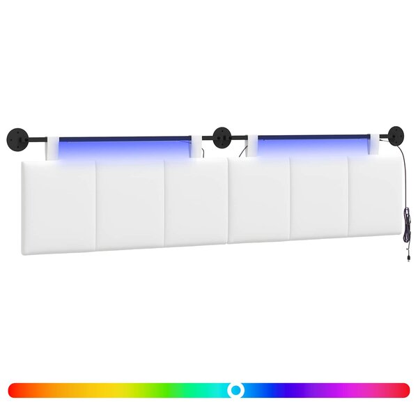 vidaXL Tête de lit suspendue Avec lumière LED Blanc Tissu
