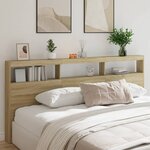 vidaXL Armoire tête de lit avec LED chêne sonoma 220x17x102 cm