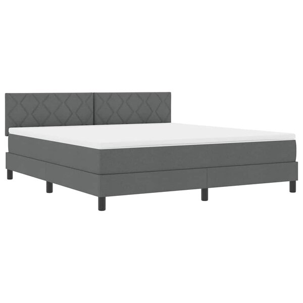 vidaXL Lit boxspring avec matelas Gris foncé 180 x 200 cm tissu