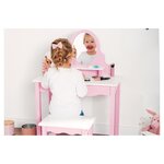 Coiffeuse pour enfants Jasmin avec tabouret Laqué MDF rose et laqué blanc