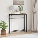 vidaXL Table console Noir Chêne 75x19 5x75 cm Bois d'ingénierie