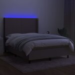 vidaXL Sommier à lattes de lit matelas et LED Taupe 140x200 cm Tissu