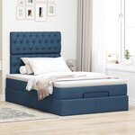 vidaXL Cadre de lit ottoman avec matelas bleu 120x200 cm tissu