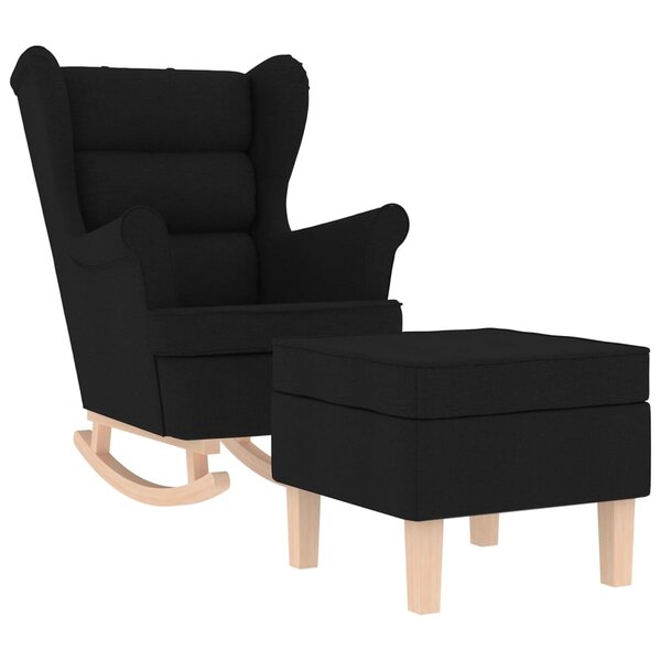 vidaXL Chaise à bascule avec repose-pied Noir Tissu