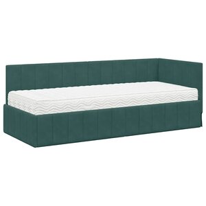 vidaXL Cadre de lit d'angle Vert foncé 80 x 200 cm Velours