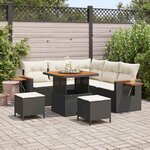 vidaXL Ensemble de canapé de jardin avec coussin 8 Pièces Noir Poly rotin