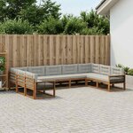 vidaXL Ensemble de canapés d'extérieur 9 Pièces Naturel et gris clair
