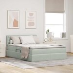 vidaXL Lit de Rangement avec matelas Gris clair 140 x 200 cm Velours