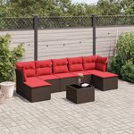 vidaXL Salon de jardin 8 Pièces avec coussins marron résine tressée