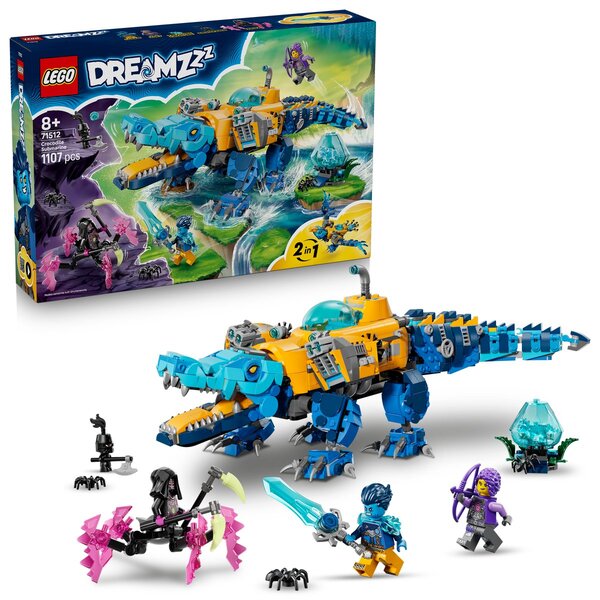 LEGO Dreamzzz 71512 - Sous-marin crocodile transformable 2-en-1  1 107 pièces  dès 8 ans