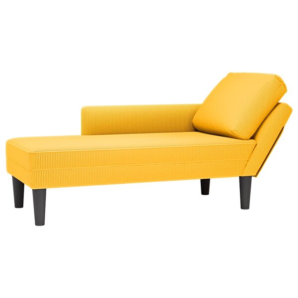 vidaXL Chaise longue avec coussin jaune clair tissu en velours côtelé