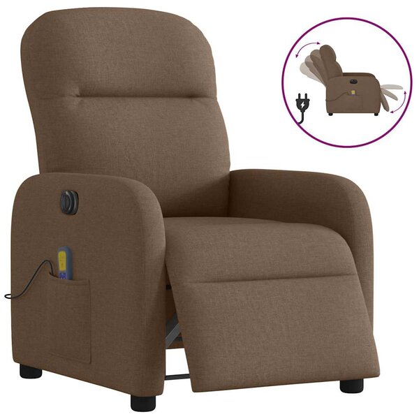 vidaXL Fauteuil inclinable de massage électrique marron tissu