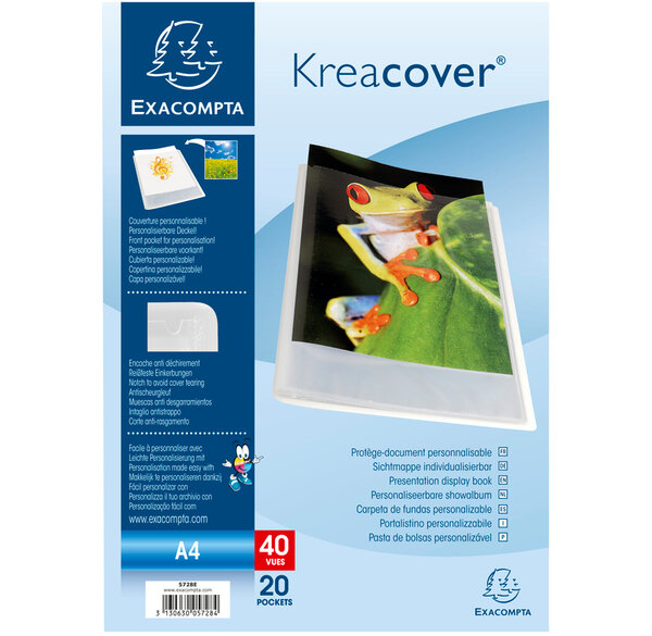 Porte vues PP semi rigide Krea Cover Chromaline 40 vues Blanc Transparent x 20 EXACOMPTA