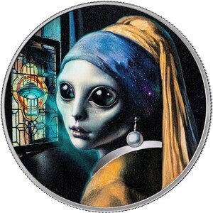 Pièce de monnaie en Argent 1000 Francs g 31.1 (1 oz) Millésime 2025 Strangers Among Us GIRL WITH A PEARL EARRING