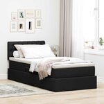vidaXL Lit avec rangement et LED avec matelas Noir 100 x 200 cm tissu