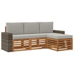 vidaXL Ensemble de canapés d'extérieur 4 Pièces Naturel et gris clair