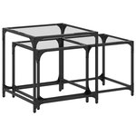 vidaXL Tables basses gigognes 2 Pièces dessus en verre transparent acier