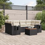 vidaXL Salon de jardin 7 Pièces avec coussins noir résine tressée
