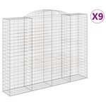vidaXL Paniers à gabions arqués 9 Pièces 300x50x220/240 cm fer galvanisé