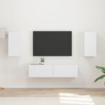 vidaXL Ensemble meuble TV 4 Pièces Blanc Bois d'ingénierie