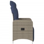 vidaXL Lot de 2 chaises de jardin inclinables avec coussins en résine tressée grise