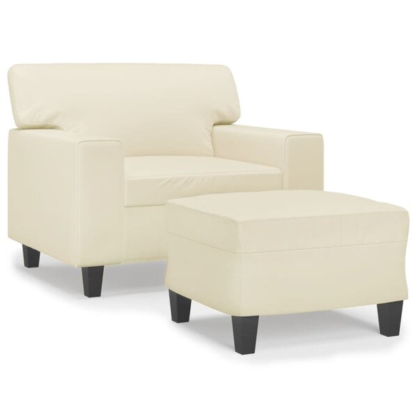 vidaXL Fauteuil avec repose-pied Crème 60 cm Similicuir