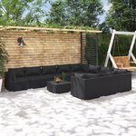 vidaXL Salon de jardin 11 Pièces avec coussins Résine tressée Noir