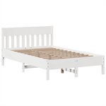 vidaXL Cadre de lit sans matelas blanc 135x190 cm bois de pin massif