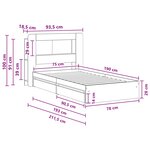 vidaXL Cadre de lit avec rangement Noir 75 x 190 cm Bois d'ingénierie